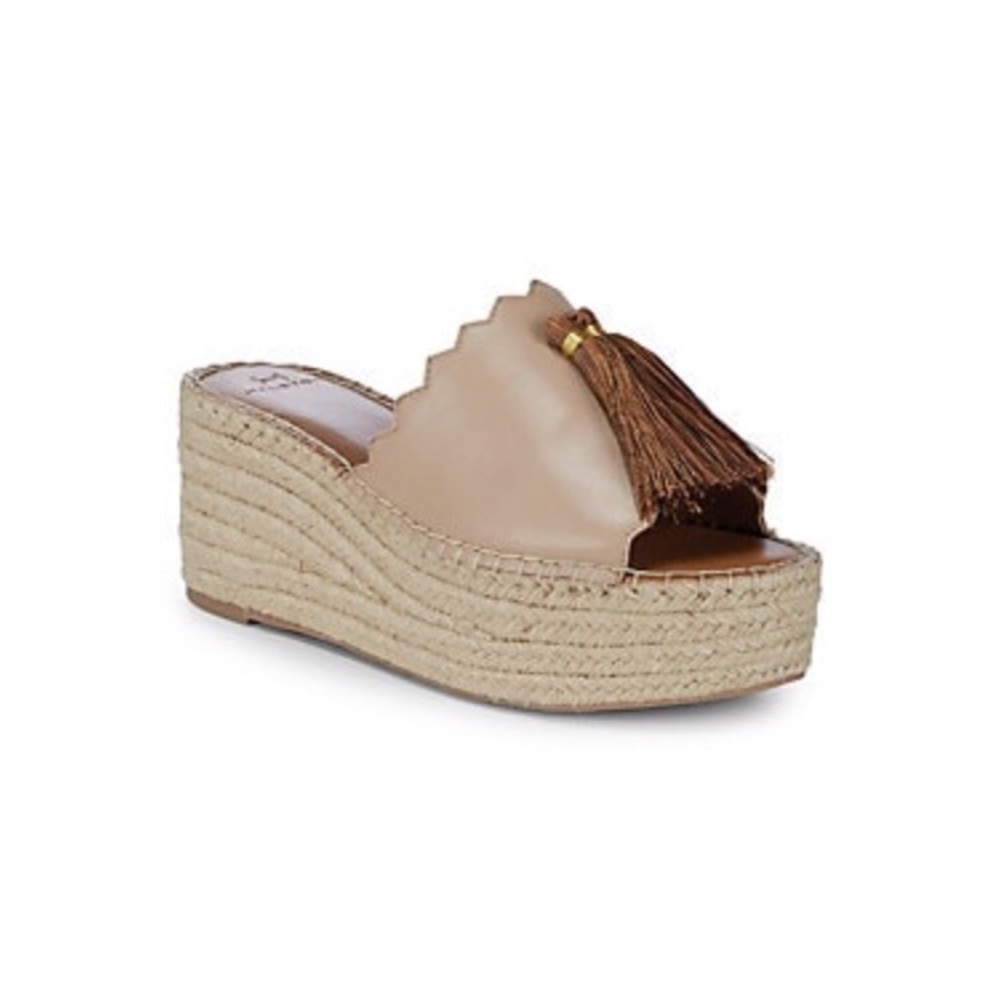 H Halston Melissa Leather Espadrille Slides